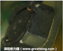 使用銀(Ag)鍍層的電源電感器(Power Inductors)，經過推力測試后，零件端點上已經看不到任何鍍層的痕跡了，所以其耐推力就比較小。