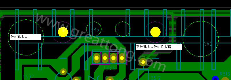 PCB設計中，散熱孔散熱片設計不當，造成很多電源板斷裂