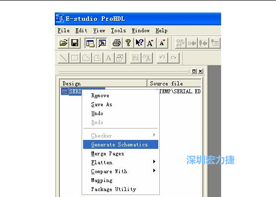4．右鍵點擊 Serial.EDF 文件，選擇 Generate Schamatics：