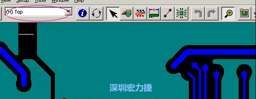 如果圖形像下圖一樣無法顯示鉆孔，只須圖（186）將紅色圈住的活動層改為當前顯示層即可。