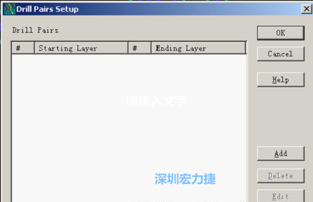 如果是盲孔或埋孔板，則還須點擊菜單Setup→Drill Partis調出鉆孔對設置窗口，看有無按孔的屬性設置好鉆孔層，如無則須作相應的添加或調整。