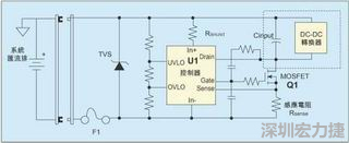 圖1：一個簡單的-48V熱插拔電路。