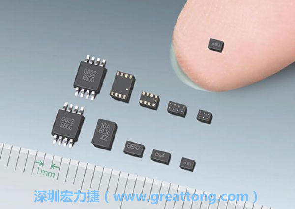 常規IC與WLP制作的封裝設計元件，尺寸有極大的差異，WLP僅需晶粒尺寸就有相同的電氣特性。
